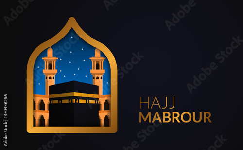 hajj mabrour Islamic event pilgrimage to Mecca, Saudi Arabia. kaaba building. eid al adha mubarak.