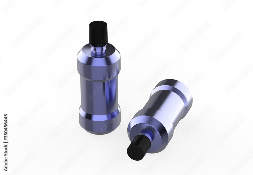 Metallic Plastic Bottle Mock up isolated on white background. 3d illustration Metallic Plastic Bottle Mock up isolated on white background. 3d illustration