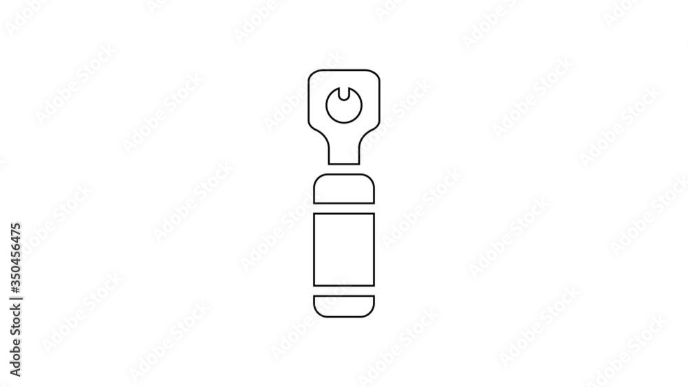 Black line Bottle opener icon isolated on white background. 4K Video motion graphic animation Black line Bottle opener icon isolated on white background. 4K Video motion graphic animation