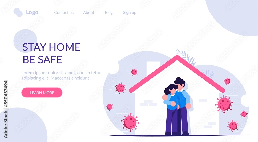 Stay home during the coronavirus epidemic. Family staying at home in self quarantine, protection from virus. Modern flat vector illustration. Stay home during the coronavirus epidemic. Family staying at home in self quarantine, protection from virus. Modern flat vector illustration.