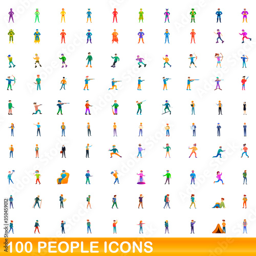 100 people icons set. Cartoon illustration of 100 people icons vector set isolated on white background