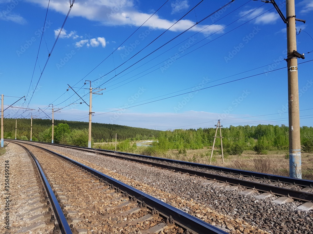 Railway under the blue sky