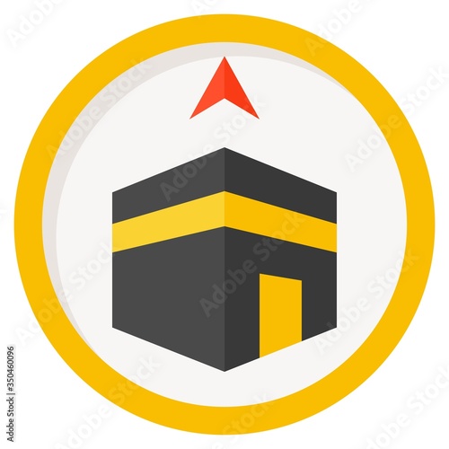 Qibla compass icon, ramadan festival related vector