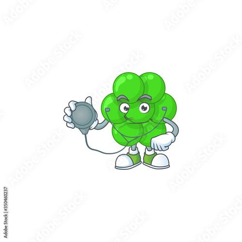Cartoon character of staphylococcus aureus dedicated Doctor Work with stethoscope