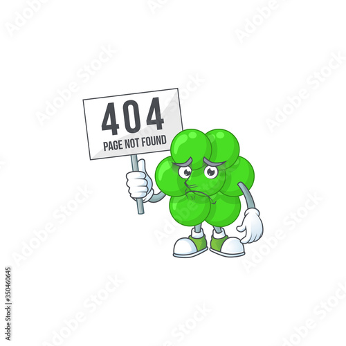 gloomy face of staphylococcus aureus cartoon character with 404 boards