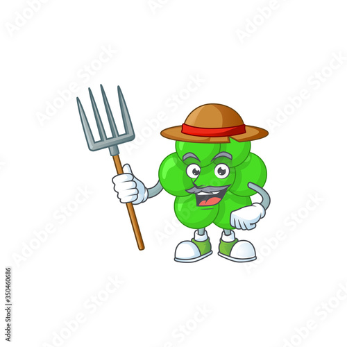 Caricature picture of Farmer staphylococcus aureus with hat and pitchfork