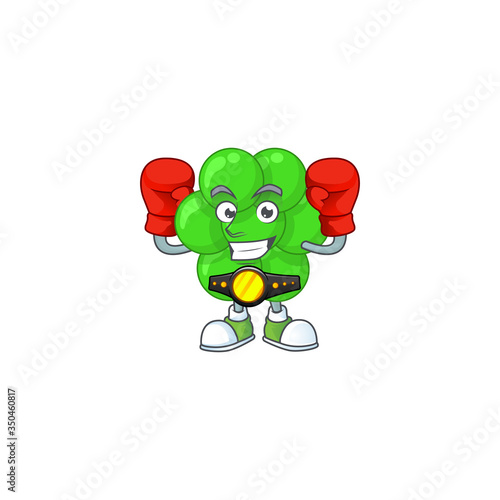 Caricature picture of staphylococcus aureus boxing athlete on the arena