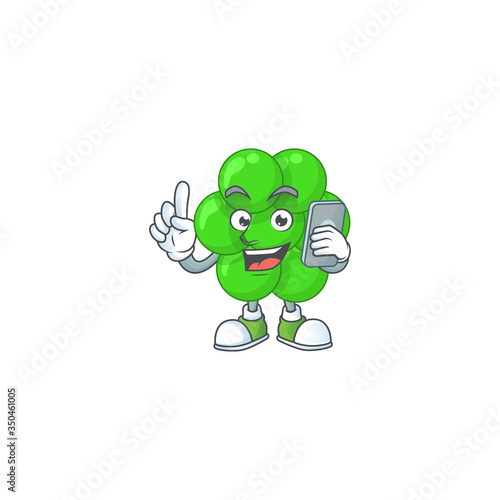 cartoon drawing concept of staphylococcus aureus speaking with friends on phone