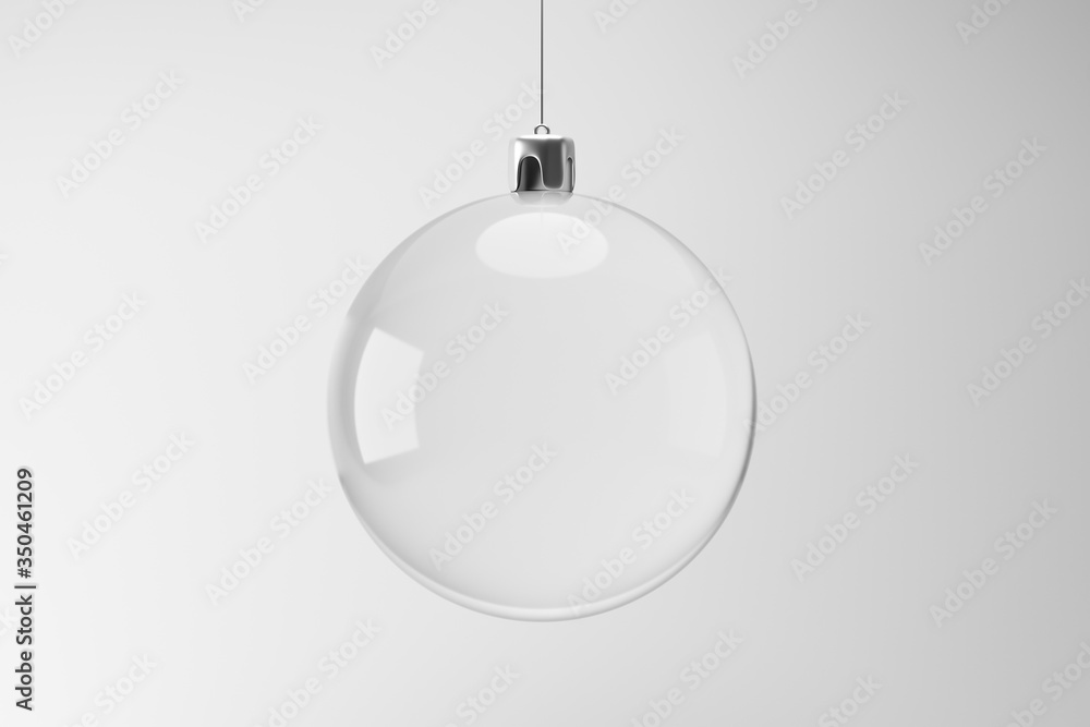 Empty light bulb or snow globe hanging on white background with decorative design concept. Realistic snow globe template for design. 3D rendering. Empty light bulb or snow globe hanging on white background with decorative design concept. Realistic snow globe template for design. 3D rendering.