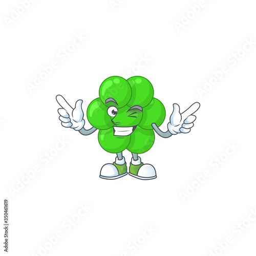 Cartoon drawing concept of staphylococcus aureus showing cute wink eye