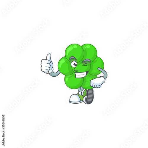 Caricature picture of staphylococcus aureus with Thumbs up finger