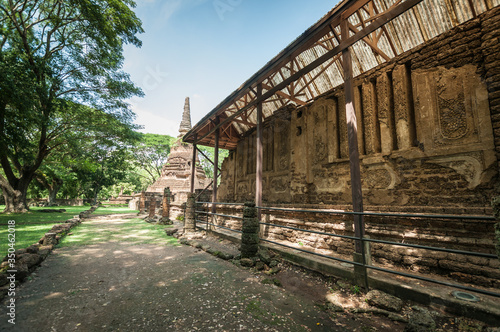 Old city of worship place landmarks, history park of Si-Satchanalai, Sukhothai province, Thailand.