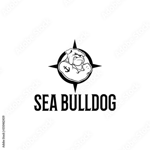 bulldog and anchor icon logo vector illustration
