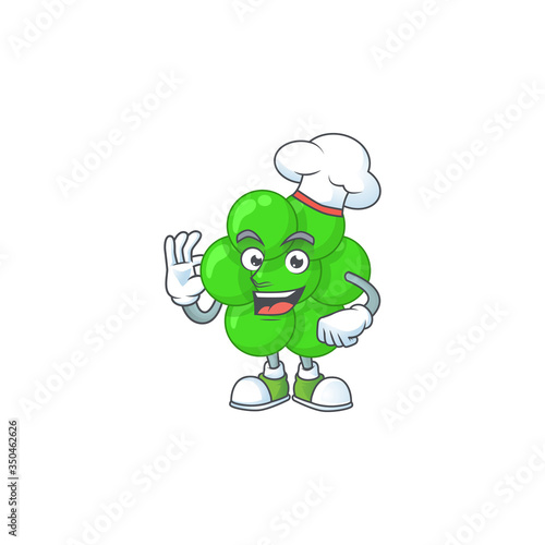 Staphylococcus aureus chef cartoon drawing concept proudly wearing white hat