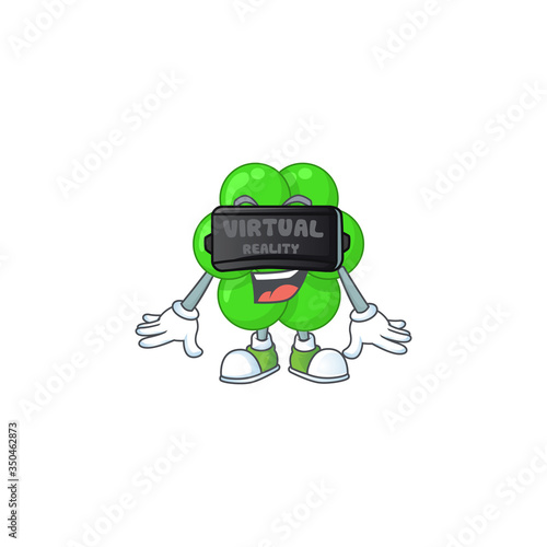 Caricature picture of staphylococcus aureus playing a game using Virtual reality headset