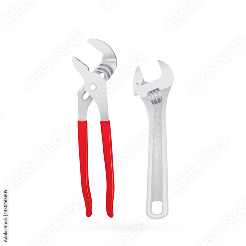 Wallpaper Mural Adjustable wrench realistic vector illustrations.  Water pump pliers drawings set. Torontodigital.ca