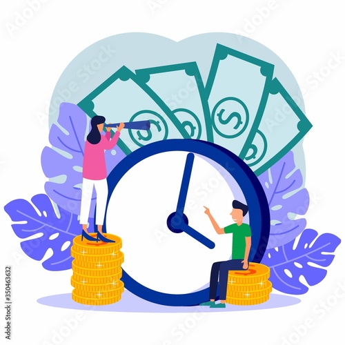 Time is money, business, and finance. Time management. Payment day, hour and money vector illustration-vector.