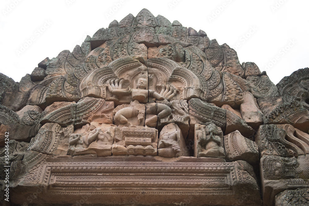 Closeup of sculptor in Wat Khao Phanom Rung Castle History Landmark of Buriram Province, Thailand