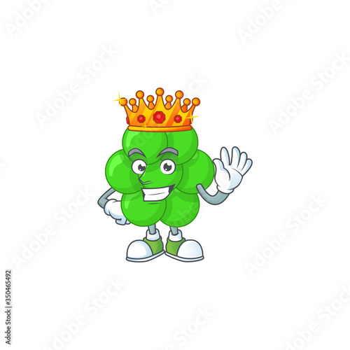 A charming King of staphylococcus aureus cartoon character design with gold crown