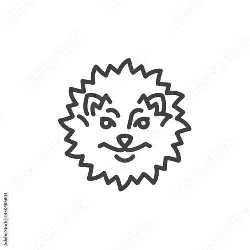 Fluffy spitz dog line icon. linear style sign for mobile concept and web design. Pomeranian Spitz outline vector icon. Symbol, logo illustration. Vector graphics
