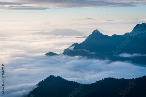 Foggy and mountain of Phu Chi Fa landscape, Thailand photo