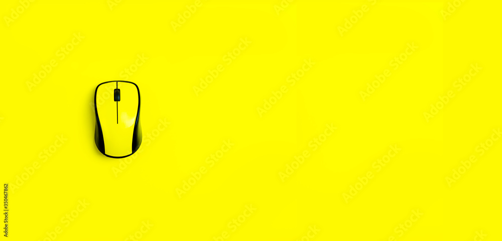 banner flat lay workspace yellow computer mouse banner flat lay workspace yellow computer mouse