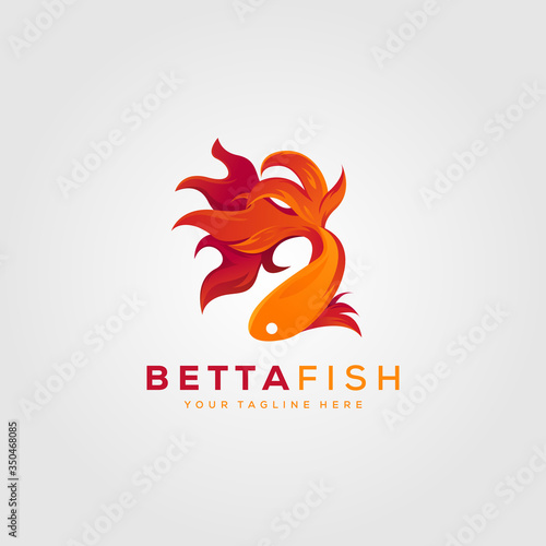 betta fish fire modern logo vector illustration design