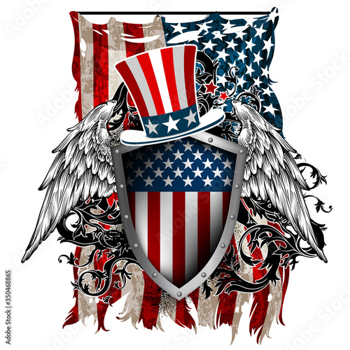 Design of postcard, banner  for Independence Day of America. Highly realistic illustration.