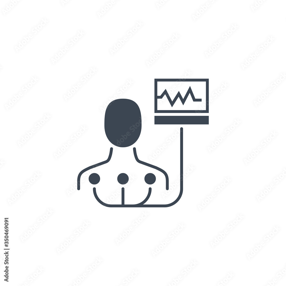 Electrocardiogram related vector glyph icon. Isolated on white background. Vector illustration.