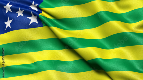 3D illustration of the Brazilian state flag of Goias waving in the wind. photo