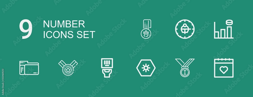 Editable 9 number icons for web and mobile Editable 9 number icons for web and mobile