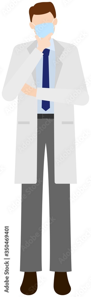 Vector image of a doctor in in the white coat with a mask