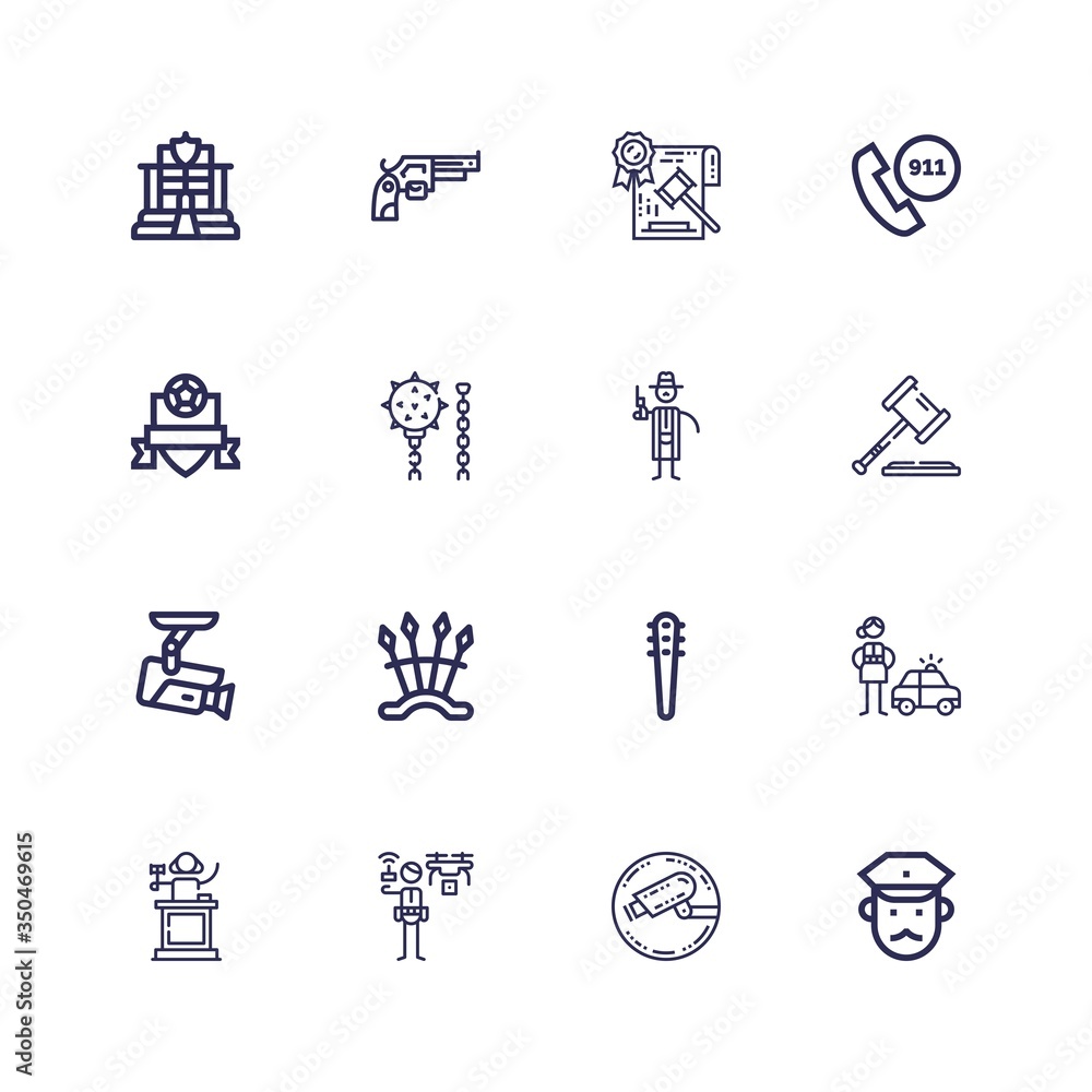 Fototapeta premium Editable 16 police icons for web and mobile