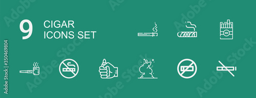 Editable 9 cigar icons for web and mobile