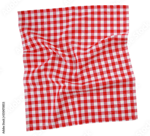 Canvas Print Red checkered square towel top view
