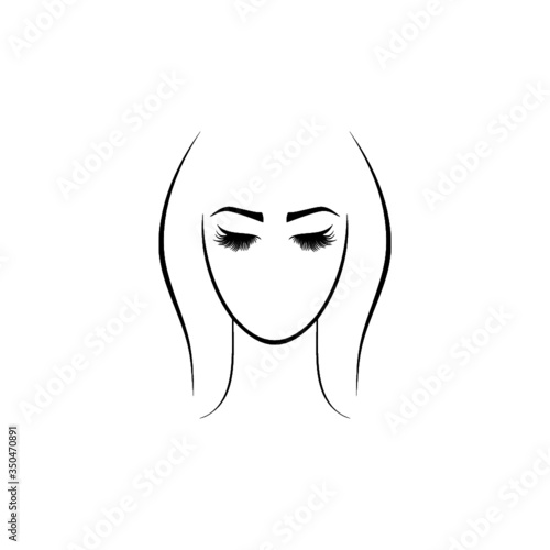 Woman face logo design isolated on white background