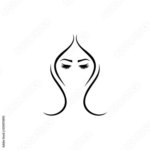 Woman face logo design isolated on white background