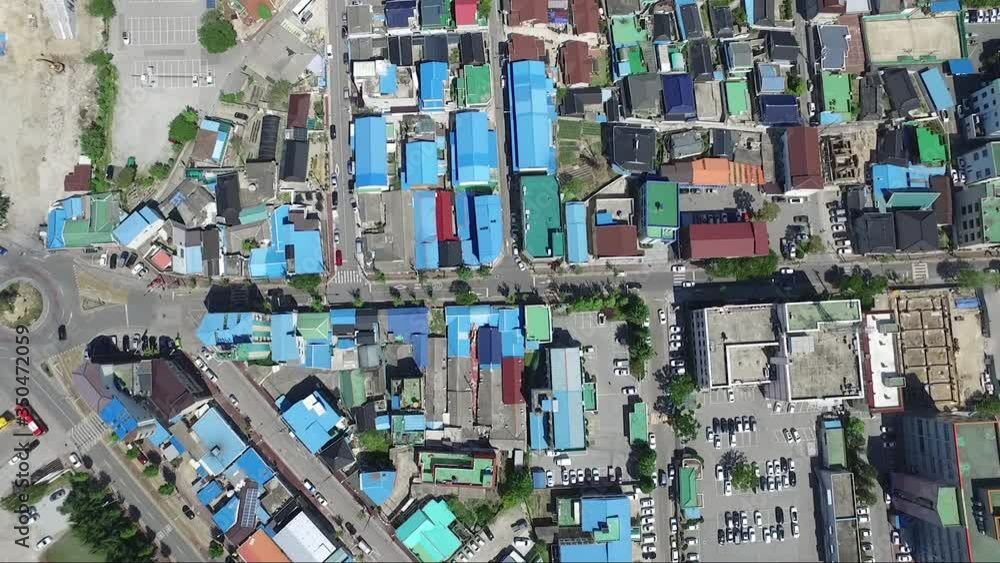 Drone view of colorful city road Drone view of colorful city road