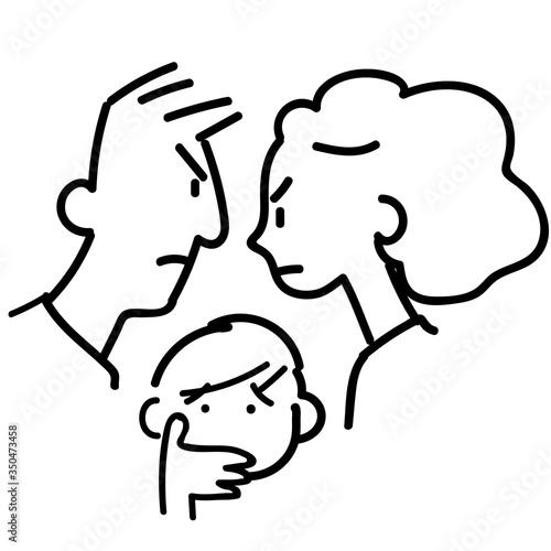 little boy between two quarrelling parents