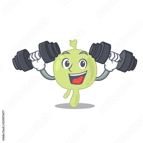 Lymph node mascot design feels happy lift up barbells during exercise