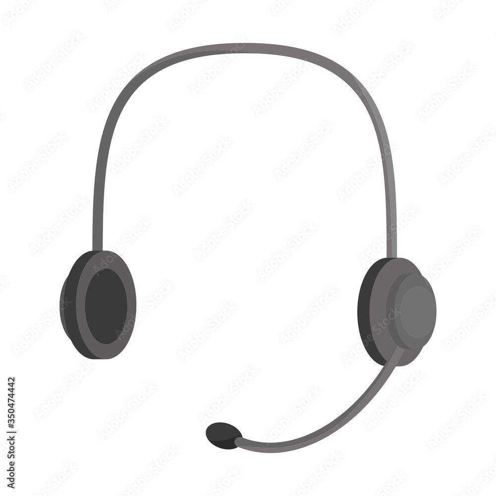 Headphones with a microphone. Headphones for working in a call center in a simple cartoon style. Vector illustration isolated on a white background for design and web. Headphones with a microphone. Headphones for working in a call center in a simple cartoon style. Vector illustration isolated on a white background for design and web.