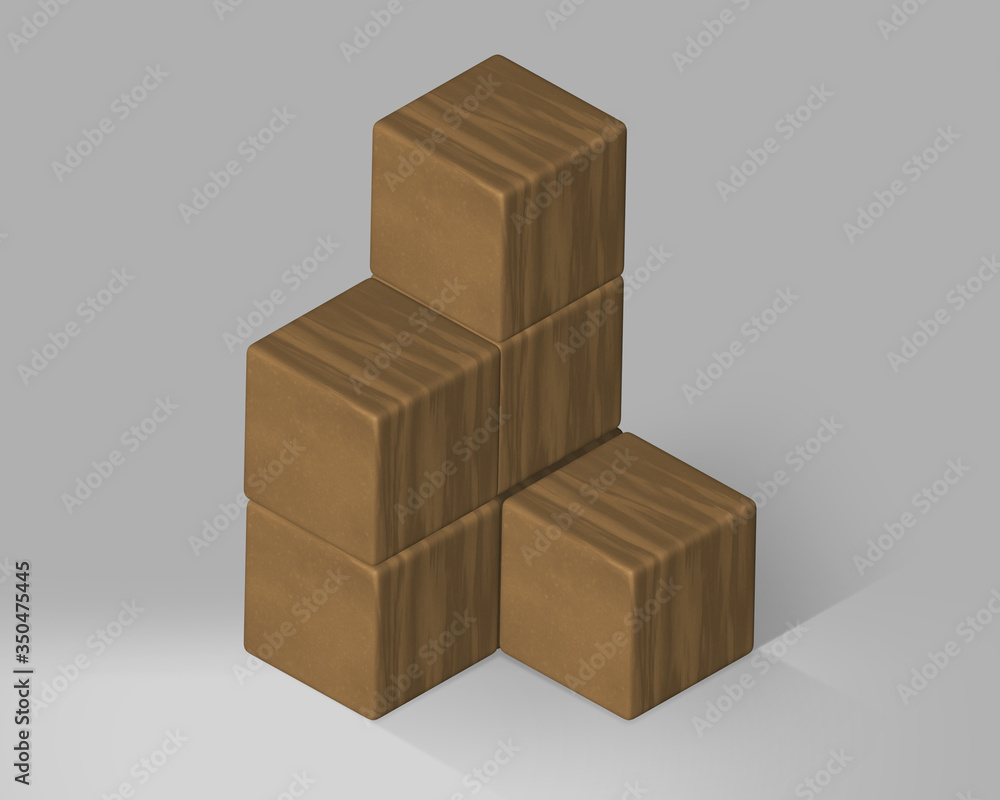 Obraz premium Marble, golden, wooden cubes, pattern. 3d illustration