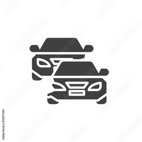 Two cars accident vector icon. filled flat sign for mobile concept and web design. Car crash glyph icon. Automobile insurance symbol, logo illustration. Vector graphics