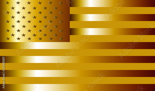 United States of America flag vector isolated on white background. USA gold flag isolated. Gold America flag. Strong and powerful economy symbol.