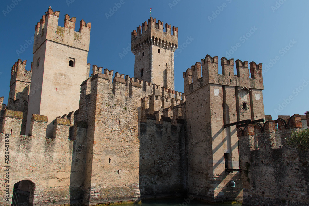 Scaliger Castle at the entrance to old town, Sirmione, Lombardy, Italy.