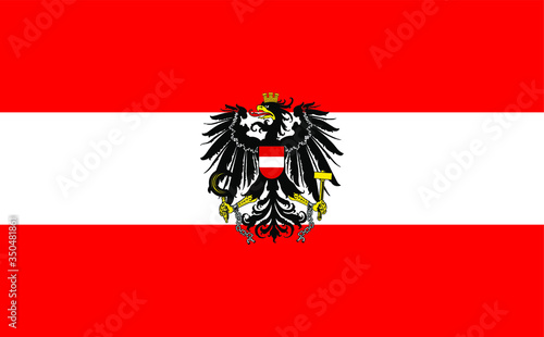 Austria flag coat of arms vector illustration isolated on white. State in Europe, EU member. photo