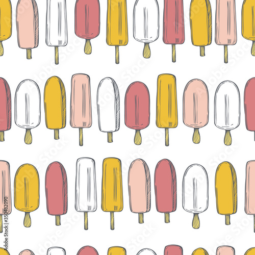 Wallpaper Mural Hand drawn  ice cream. Vector  seamless pattern Torontodigital.ca
