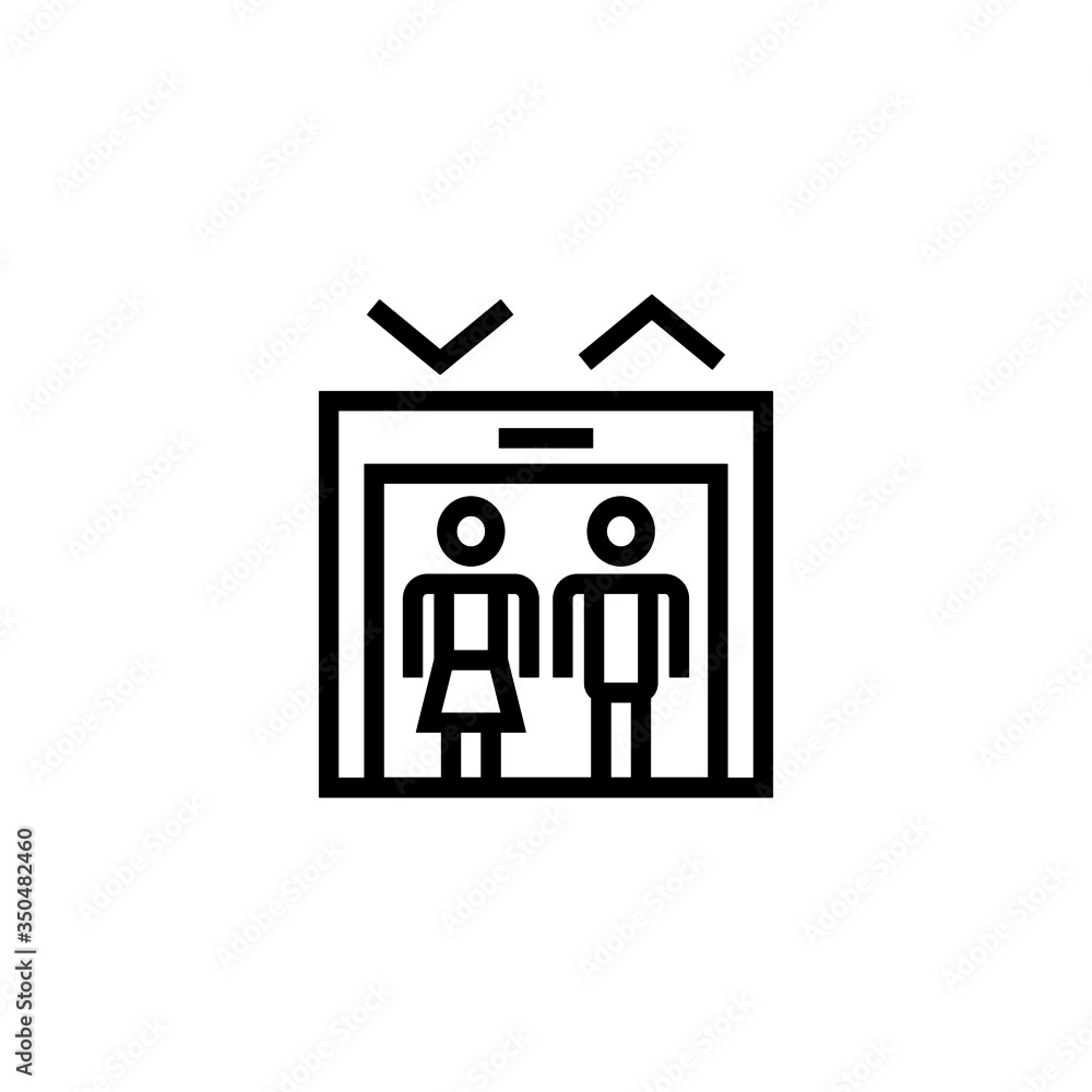 Elevator vector icon in linear, outline icon isolated on white background Elevator vector icon in linear, outline icon isolated on white background