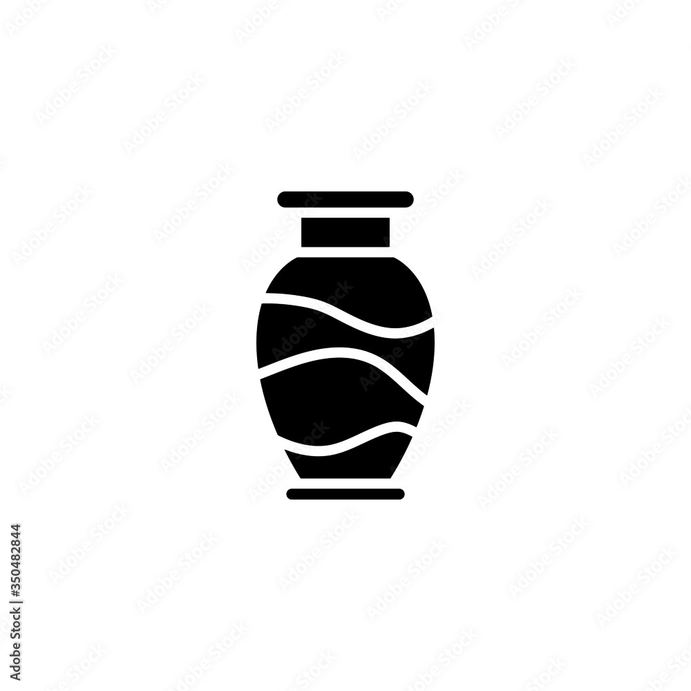 Ceramic vase vector icon in black solid flat design icon isolated on white background