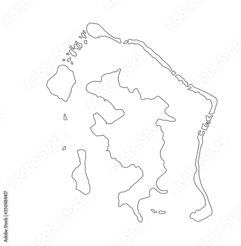 Bora Bora island map vector silhouette illustration isolated on white background. High detailed. French Polynesia  archipelago islands. Bora Bora contour line symbol. photo